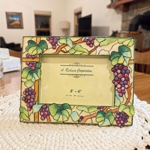 Vineyard Wine Lover Picture Frame with Applied Grapes - Green and Purple Unique!